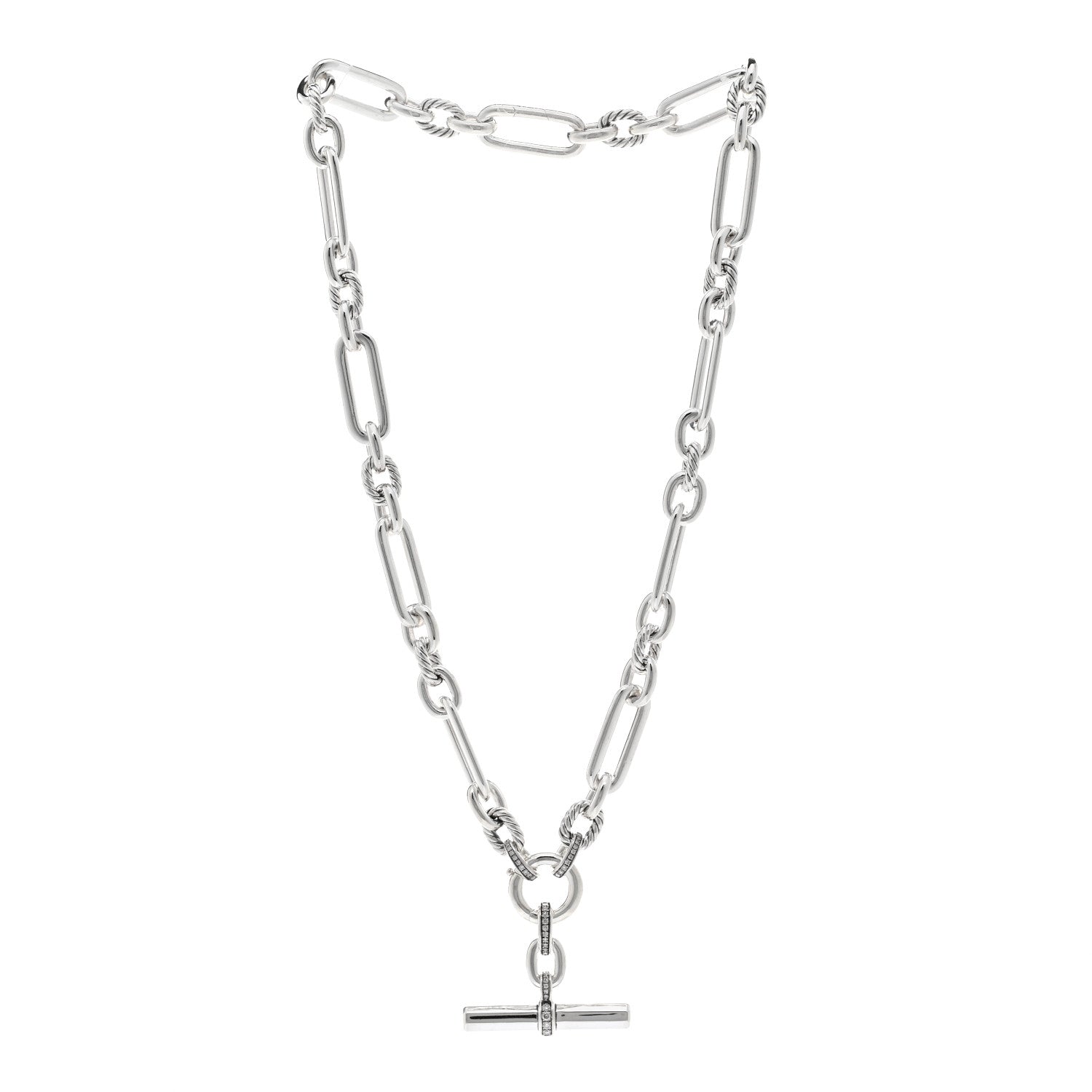 David Yurman Sterling Silver Diamond Lexington Chain Necklace 3 of 4