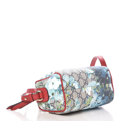 Gucci GG Supreme Monogram Blooms Mini Boston Navy Blue Hibiscus 4 of 9