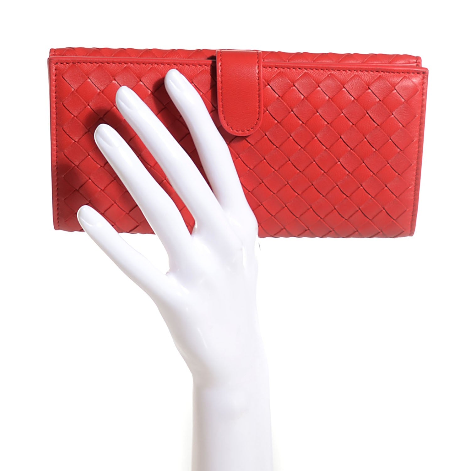 Bottega Veneta Nappa Intrecciato Continental Wallet New Red 2 of 9