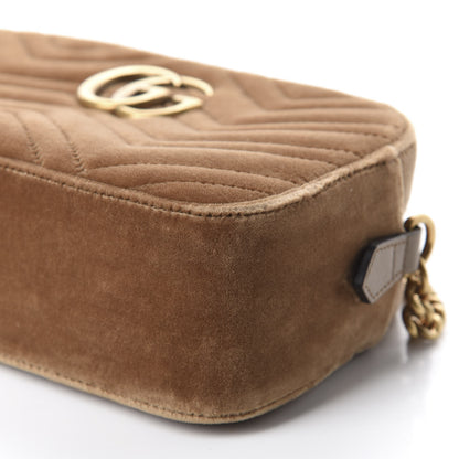 Gucci Velvet Matelasse Small GG Marmont Chain Shoulder Bag Taupe 7 of 11