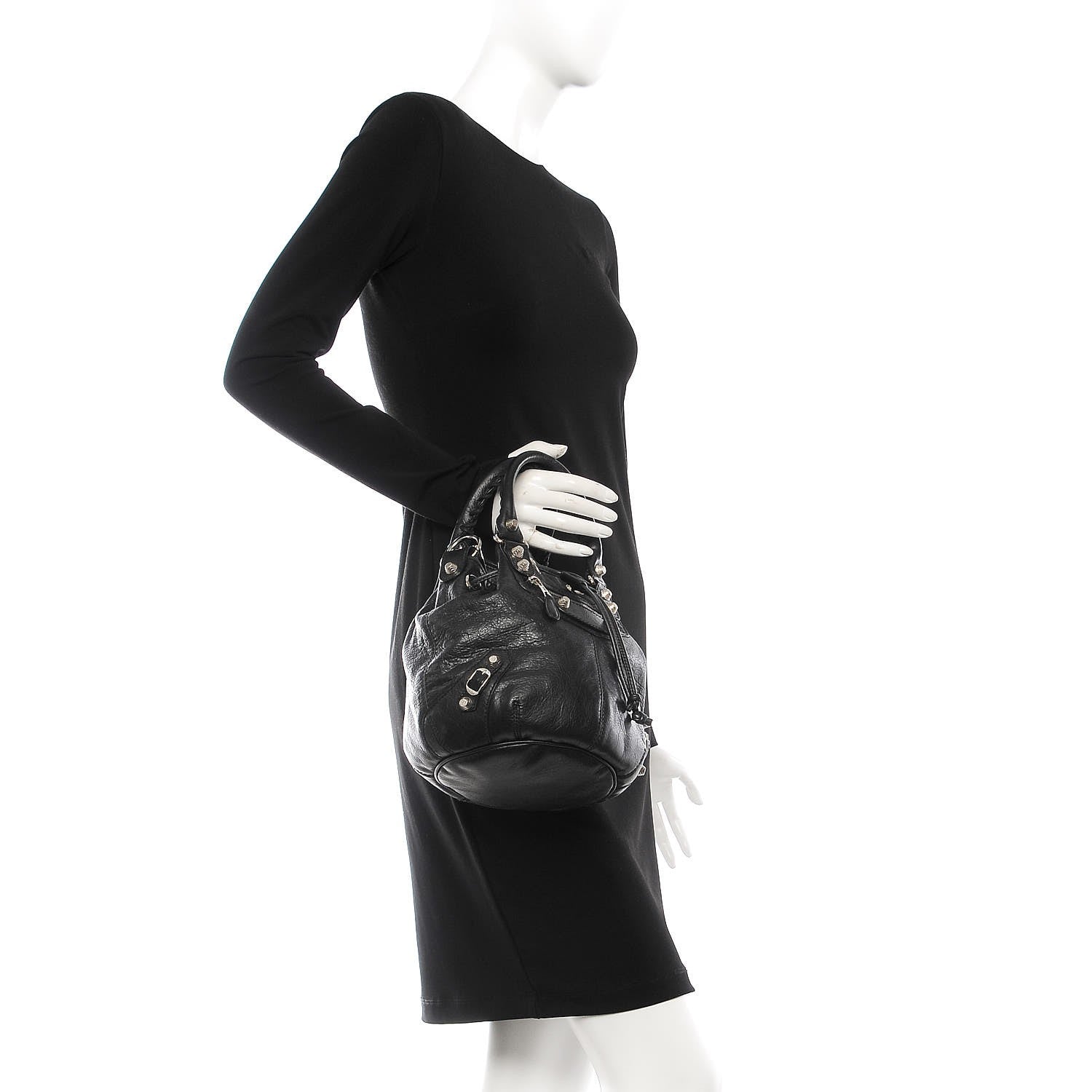 Balenciaga Agneau Giant 12 Silver Hardware Mini Pompon Black 2 of 13