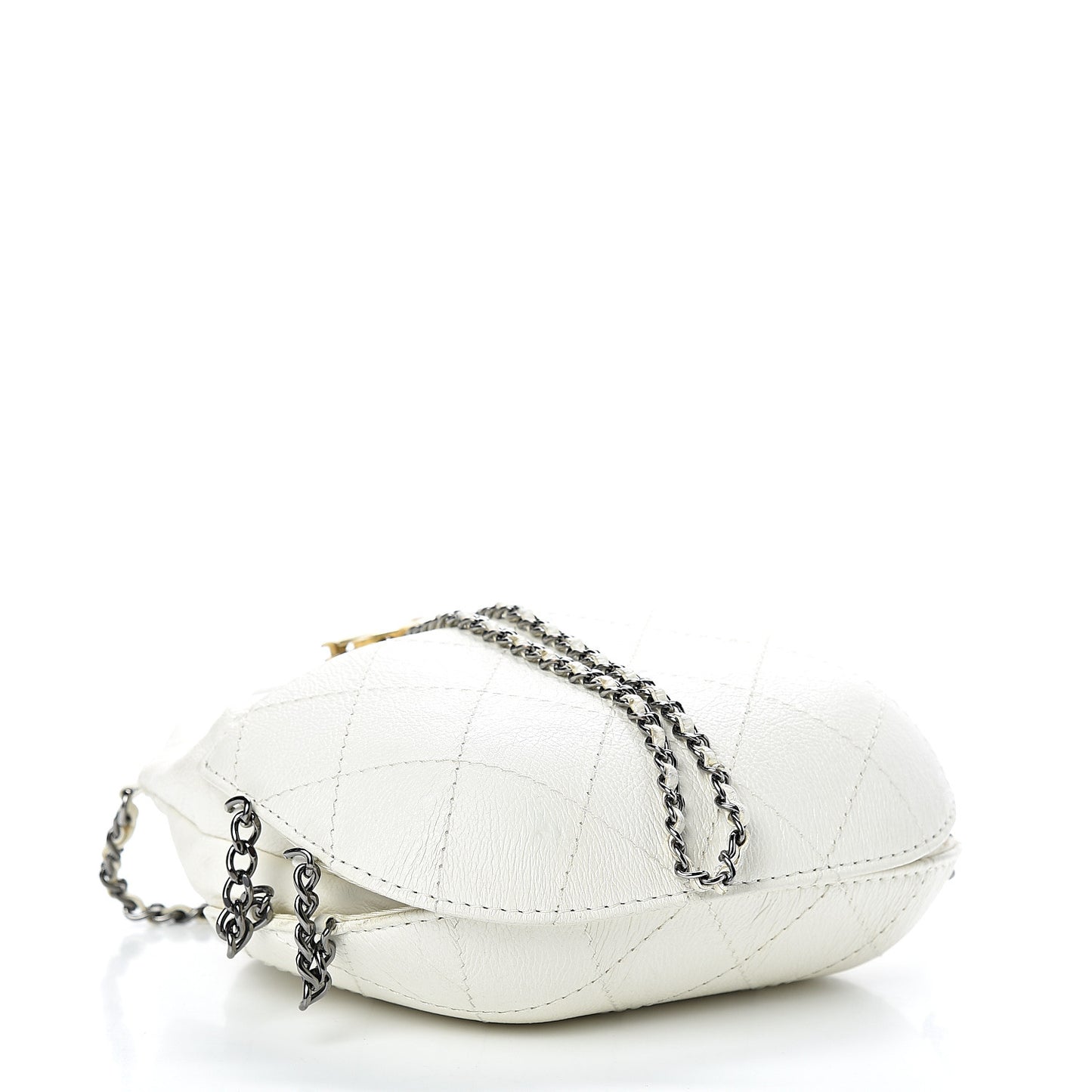 Aged Calfskin Quilted Small Gabrielle Bucket White