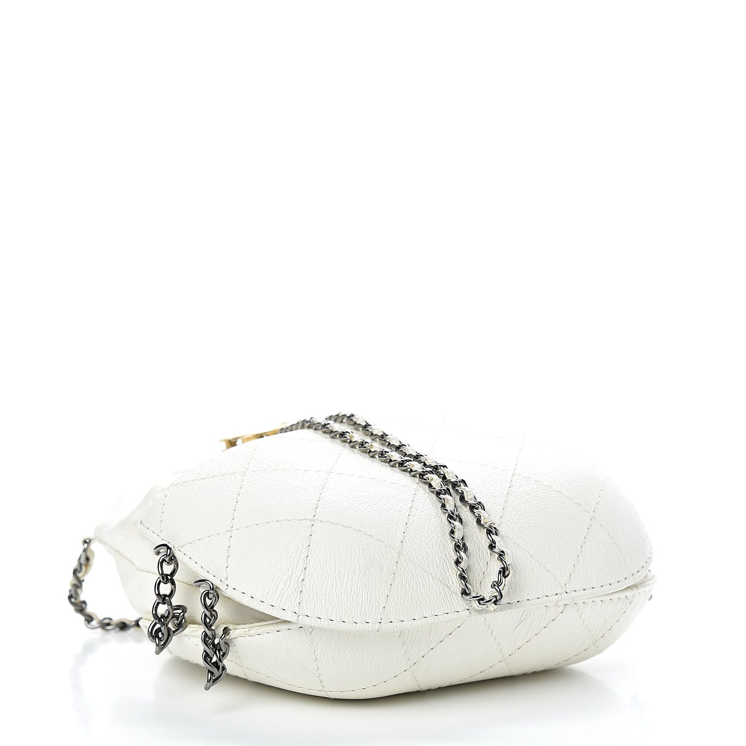 Chanel Aged Calfskin Quilted Small Gabrielle Bucket White 3 of 10