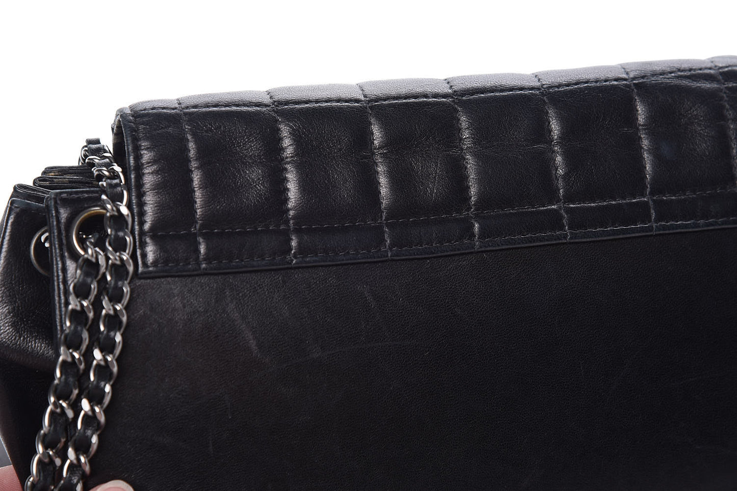 Lambskin Chocolate Bar Accordion Mademoiselle Flap Black