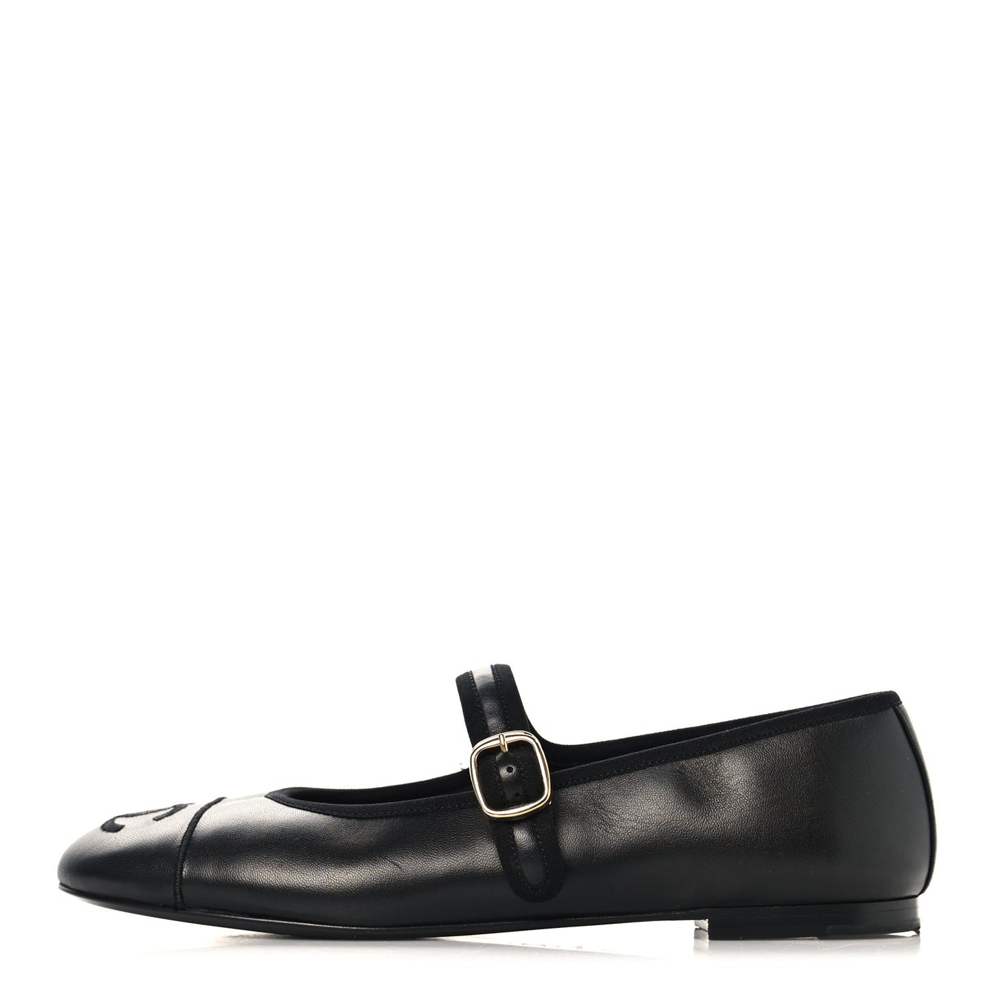 Lambskin Mary Jane Flats 38 Black