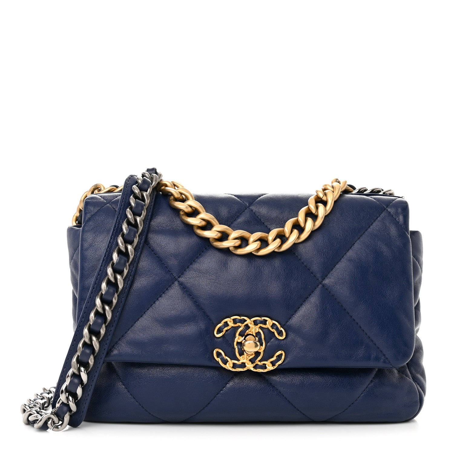 Chanel Lambskin Quilted Medium Chanel 19 Flap Navy Blue 1 of 10
