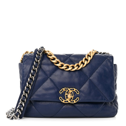 Chanel Lambskin Quilted Medium Chanel 19 Flap Navy Blue 1 of 10