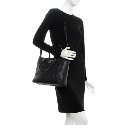 Prada Vitello Phenix Top Handle Bag Black 2 of 8
