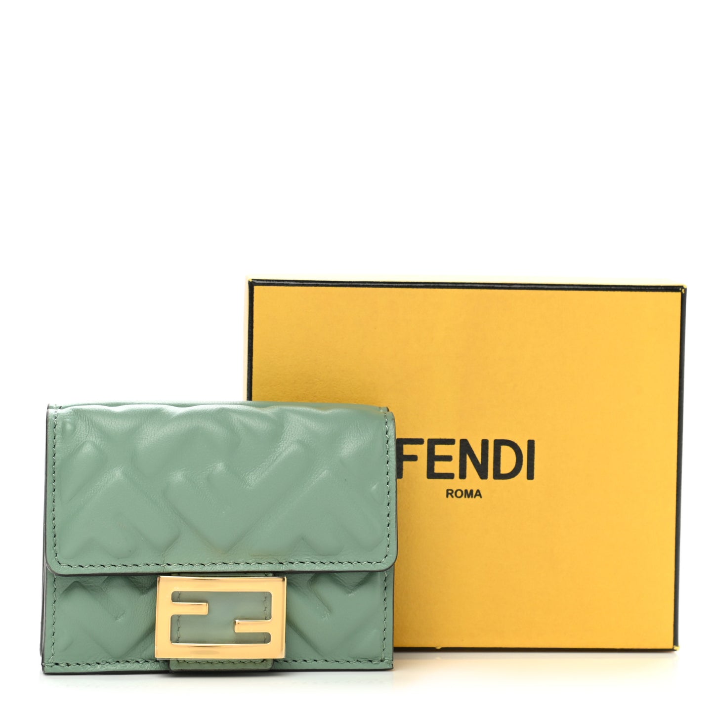 Nappa Matisse FF Embossed Micro Tri-Fold Wallet Menta