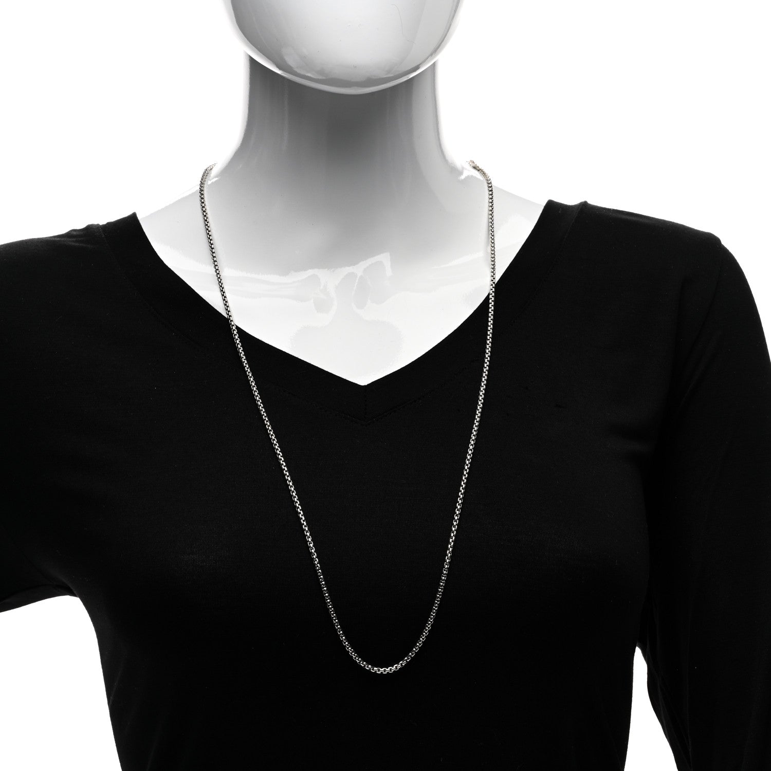 David Yurman Sterling Silver 2.7mm Box Chain Slider Necklace 2 of 4
