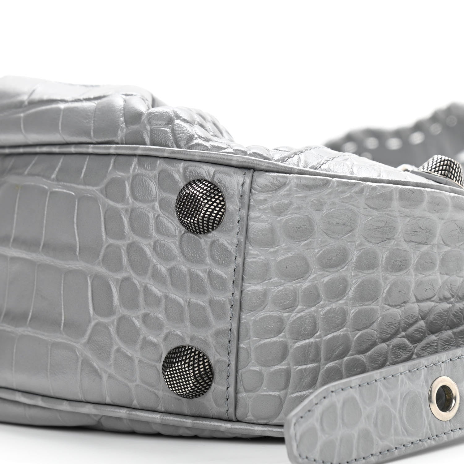 Balenciaga Extra Supple Calfskin Crocodile Embossed Small Le Cagole Shoulder Bag Balenciaga Grey 11 of 11