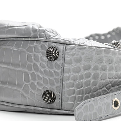 Balenciaga Extra Supple Calfskin Crocodile Embossed Small Le Cagole Shoulder Bag Balenciaga Grey 11 of 11