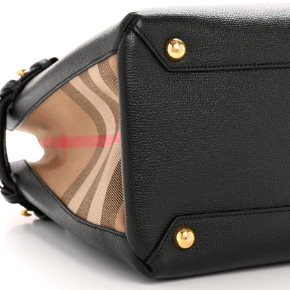 Burberry Derby Calfskin House Check Medium Banner Tote Black 10 of 15