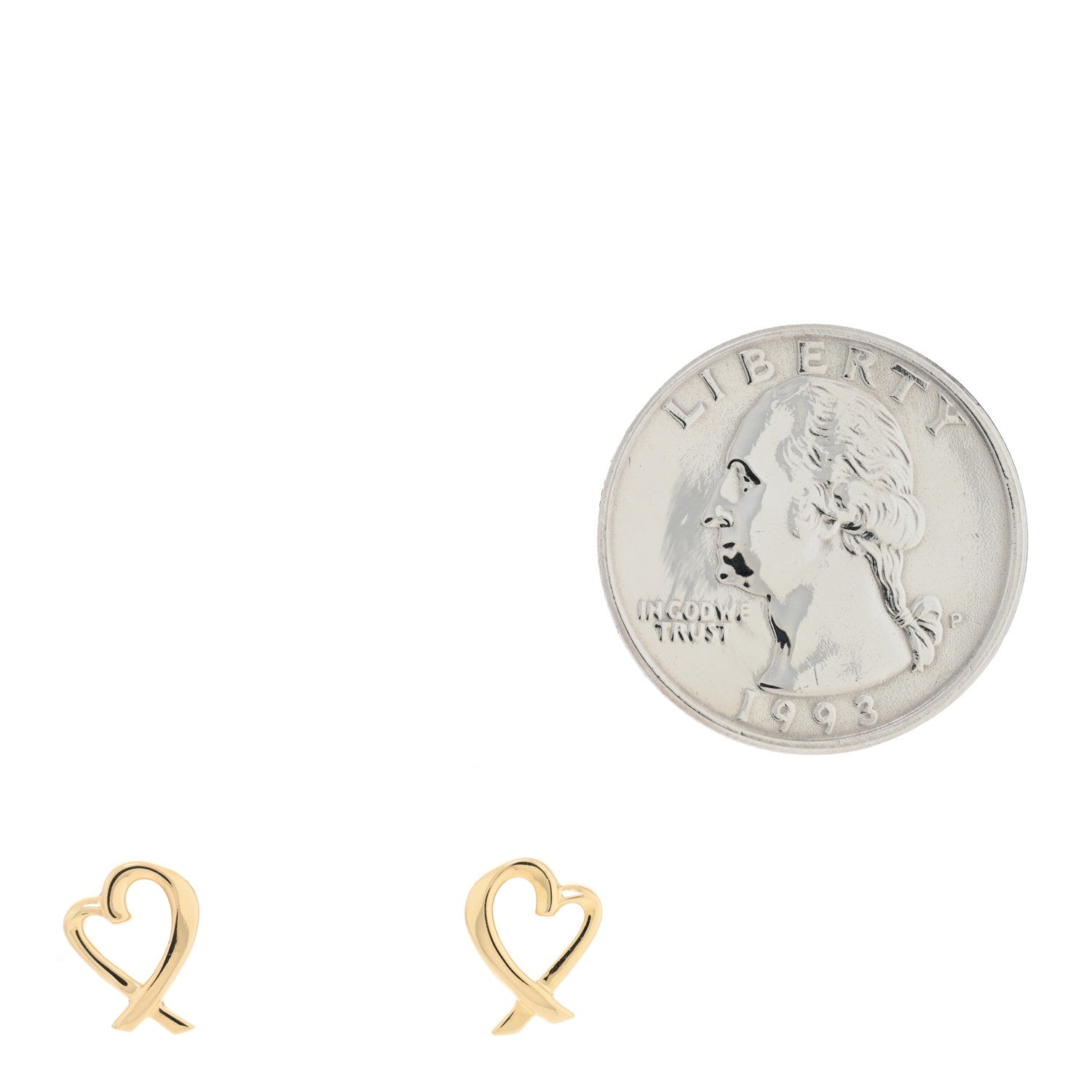 Tiffany 18K Yellow Gold Mini Paloma Picasso Loving Heart Earrings 2 of 4