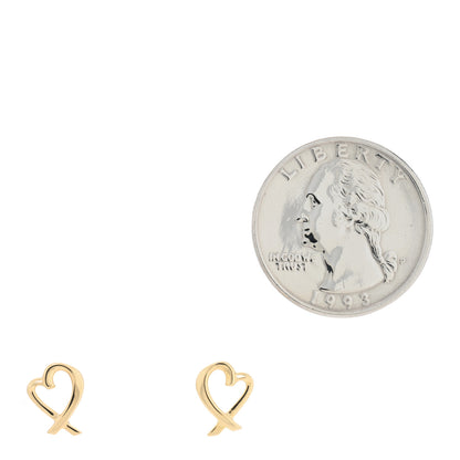 Tiffany 18K Yellow Gold Mini Paloma Picasso Loving Heart Earrings 2 of 4
