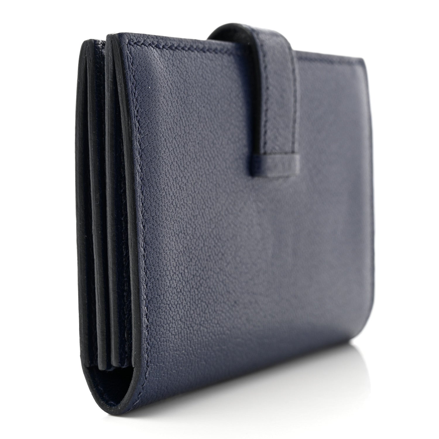 Hermes Chevre Mysore Bearn Card Holder Wallet Bleu Encre 3 of 7