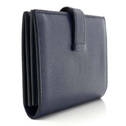 Hermes Chevre Mysore Bearn Card Holder Wallet Bleu Encre 3 of 7