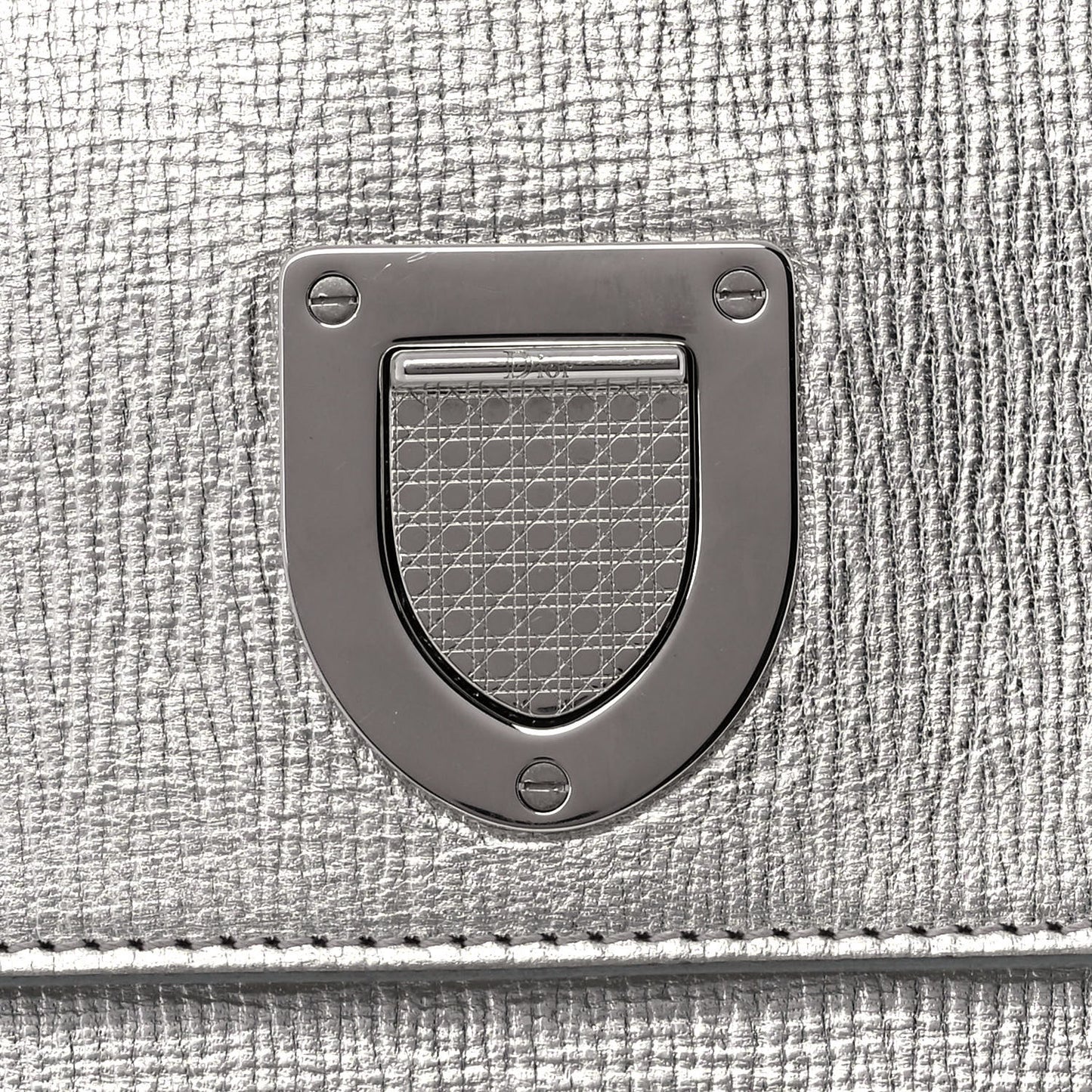 Metallic Goatskin Medium Diorever Flap Silver