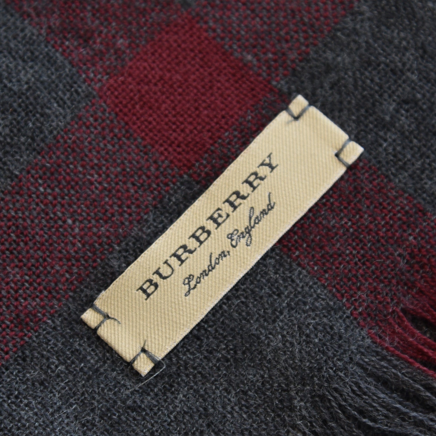 Burberry Wool Silk Gauze Lightweight Check Scarf Grey 4 of 5