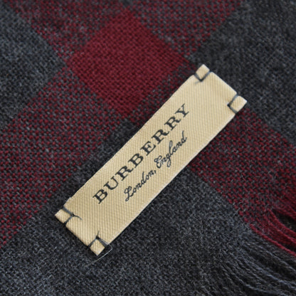 Burberry Wool Silk Gauze Lightweight Check Scarf Grey 4 of 5