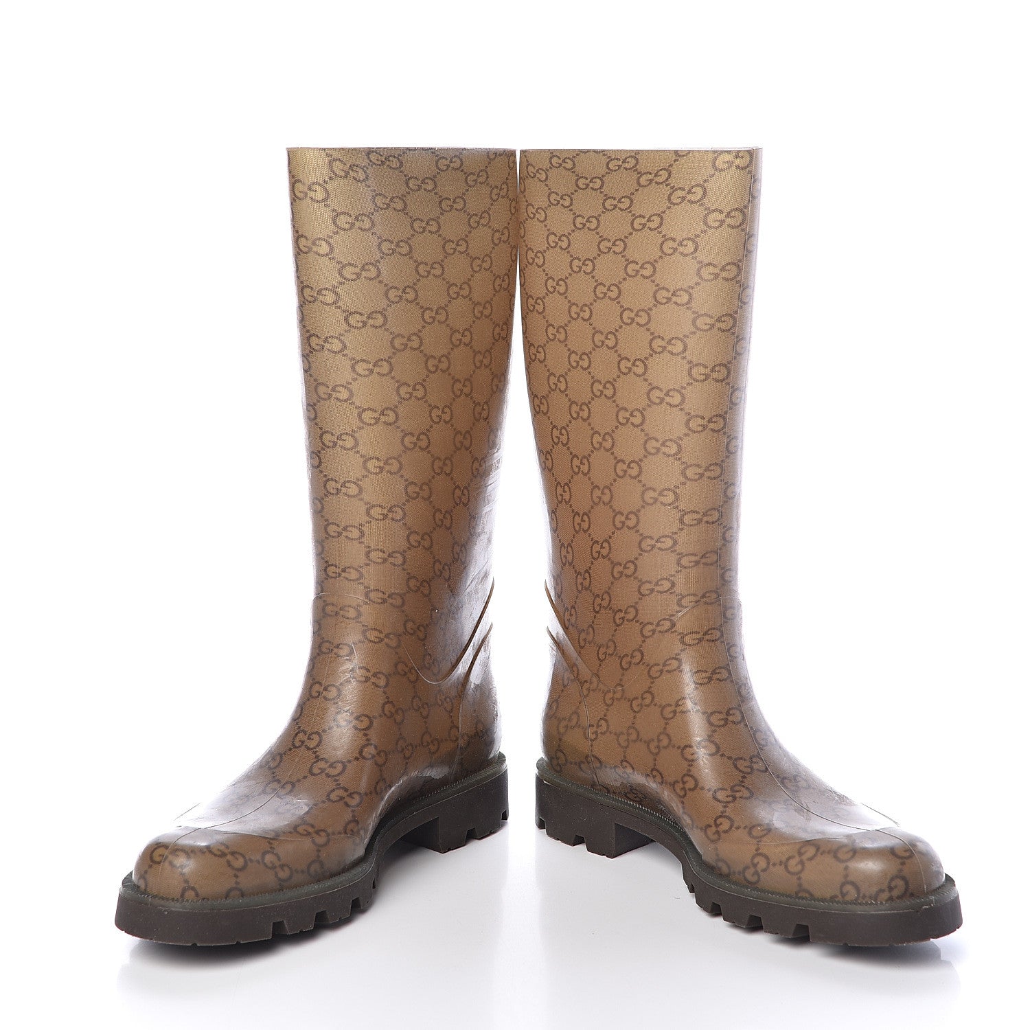 Gucci Rubber Monogram Edinburg Rain Boots 38 Transparent Cocoa 5 of 9