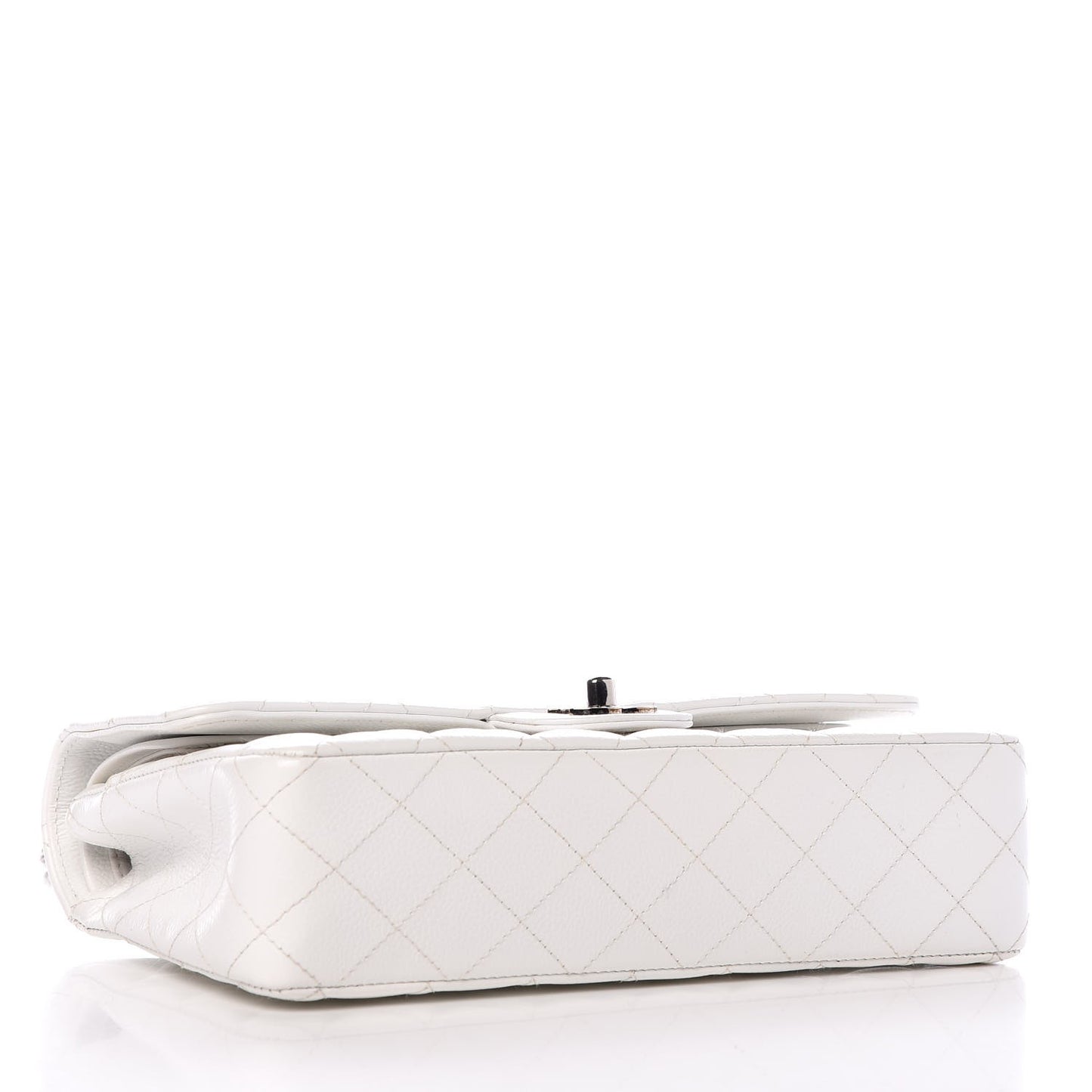 Caviar Quilted Medium Double Flap White