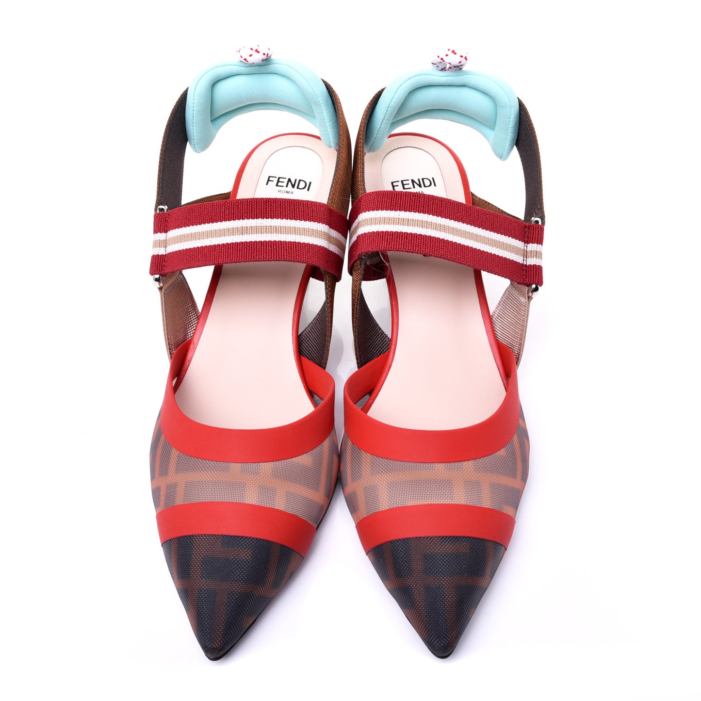 Technical Mesh FF Colibri 55mm Slingback Pumps 37 Tobacco Moro Cipria Papavero Camelia