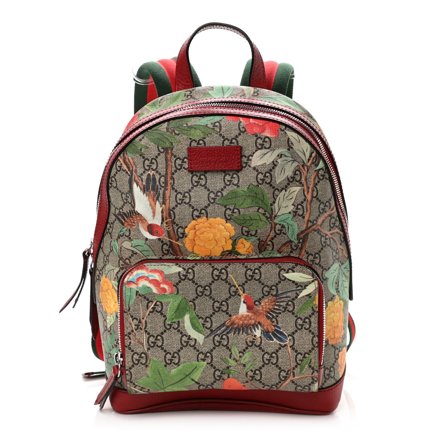 GG Supreme Monogram Tian Web Small Day Backpack Beige Multicolor Red