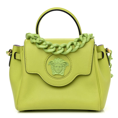 Versace Calfskin Medusa Small Top Handle Handbag Lime 1 of 12