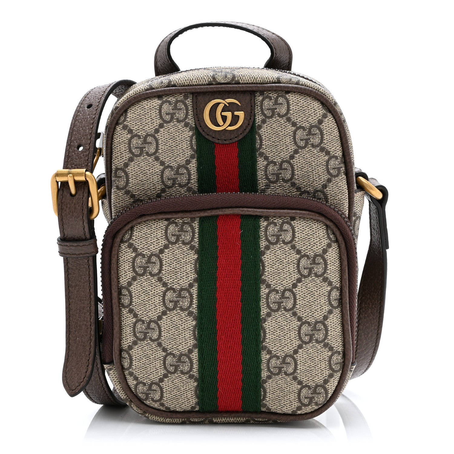 Gucci GG Supreme Monogram Web Mini Ophidia Double Zip Messenger Bag Beige New Acero 1 of 11