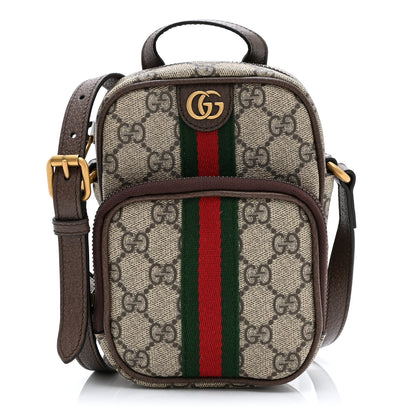 Gucci GG Supreme Monogram Web Mini Ophidia Double Zip Messenger Bag Beige New Acero 1 of 11