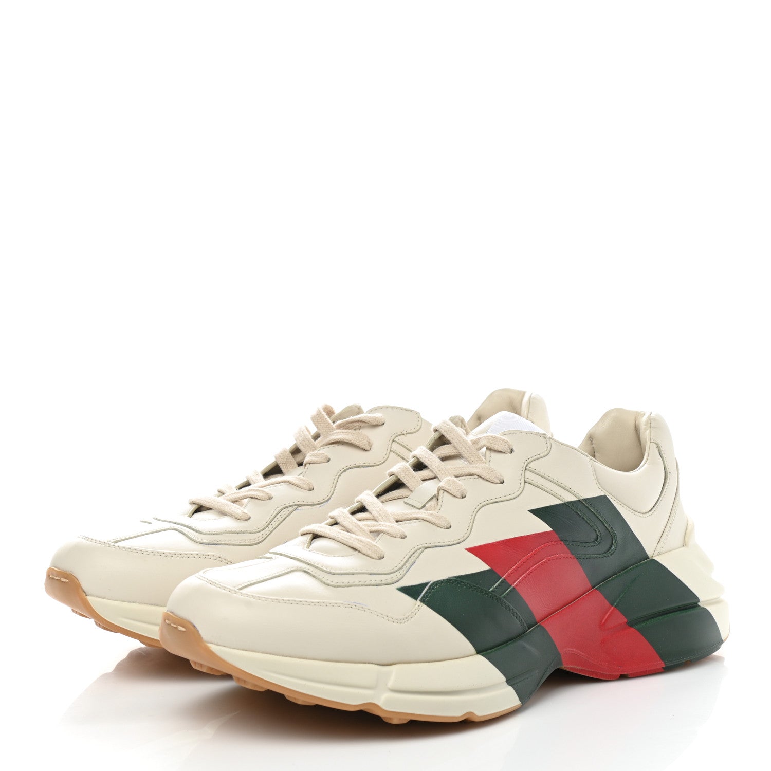 Gucci Calfskin Web Printed Mens Rhyton Sneakers 13 Mystic White 3 of 11