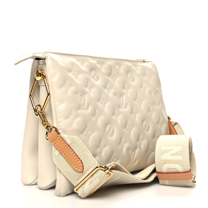 Louis Vuitton Lambskin Embossed Monogram Coussin PM Beige Cream 3 of 12