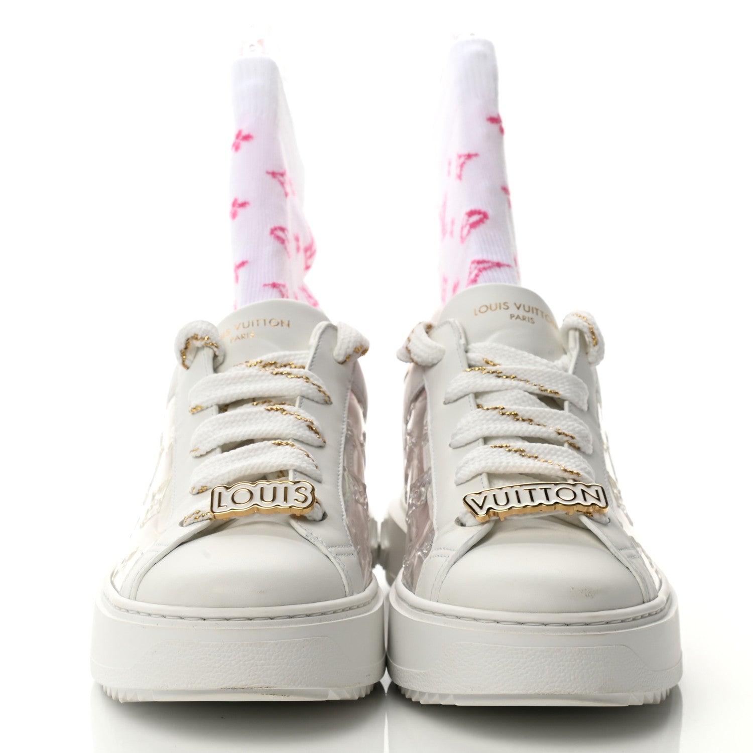 Louis Vuitton Monogram PVC Time Out Sneakers 38.5 Gold 3 of 16