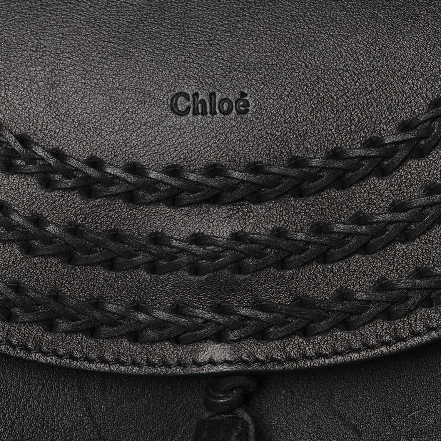 Chloe Calfskin Braided Medium Hudson Shoulder Bag Black 10 of 12