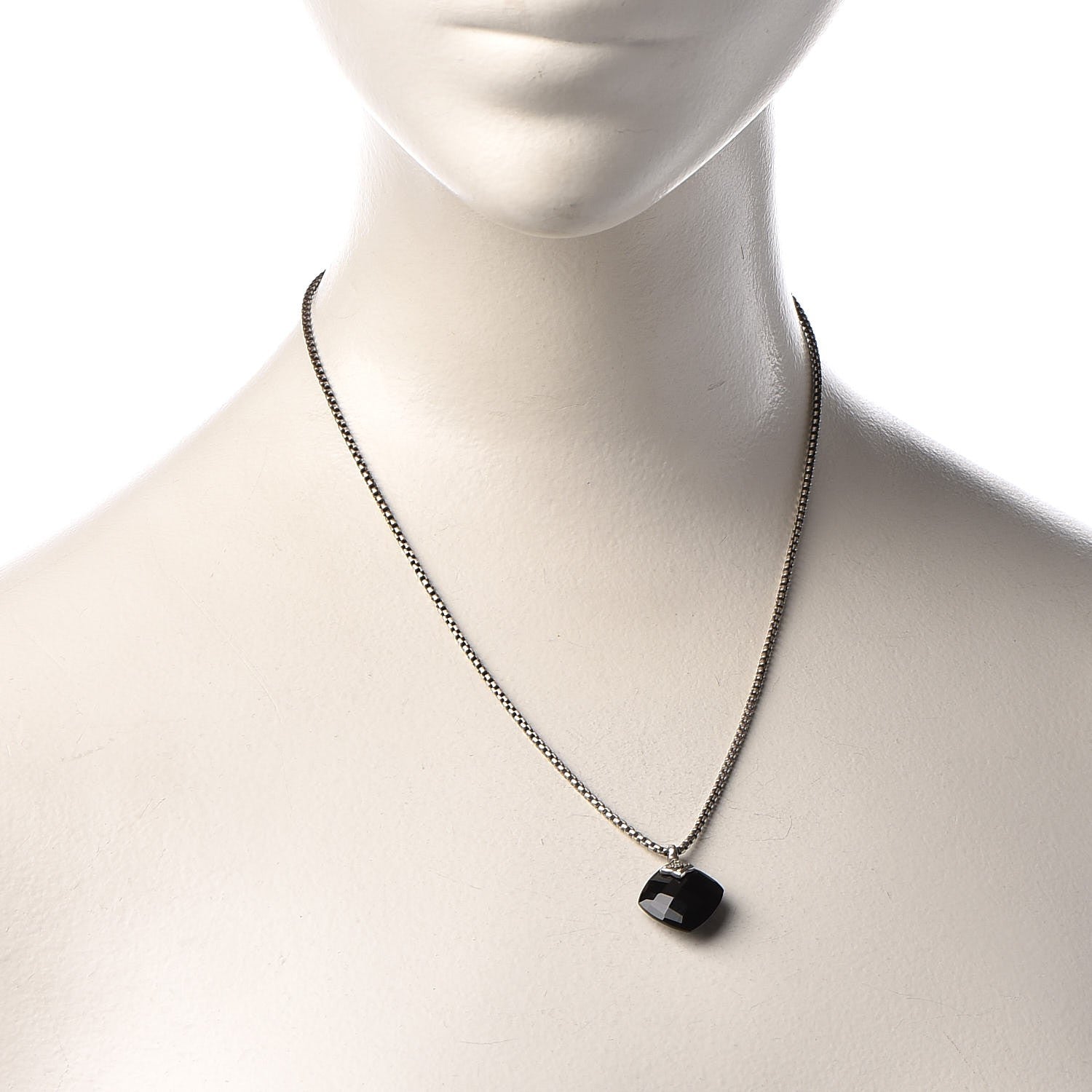 David Yurman Sterling Silver Diamond Black Onyx Pendant Necklace 2 of 6