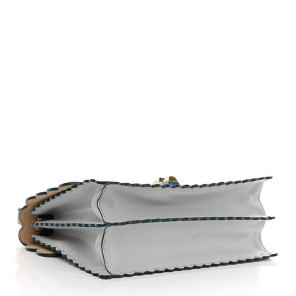 Fendi Vitello Liberty Scalloped Studded Kan I Shoulder Bag Grigio Perla 4 of 13