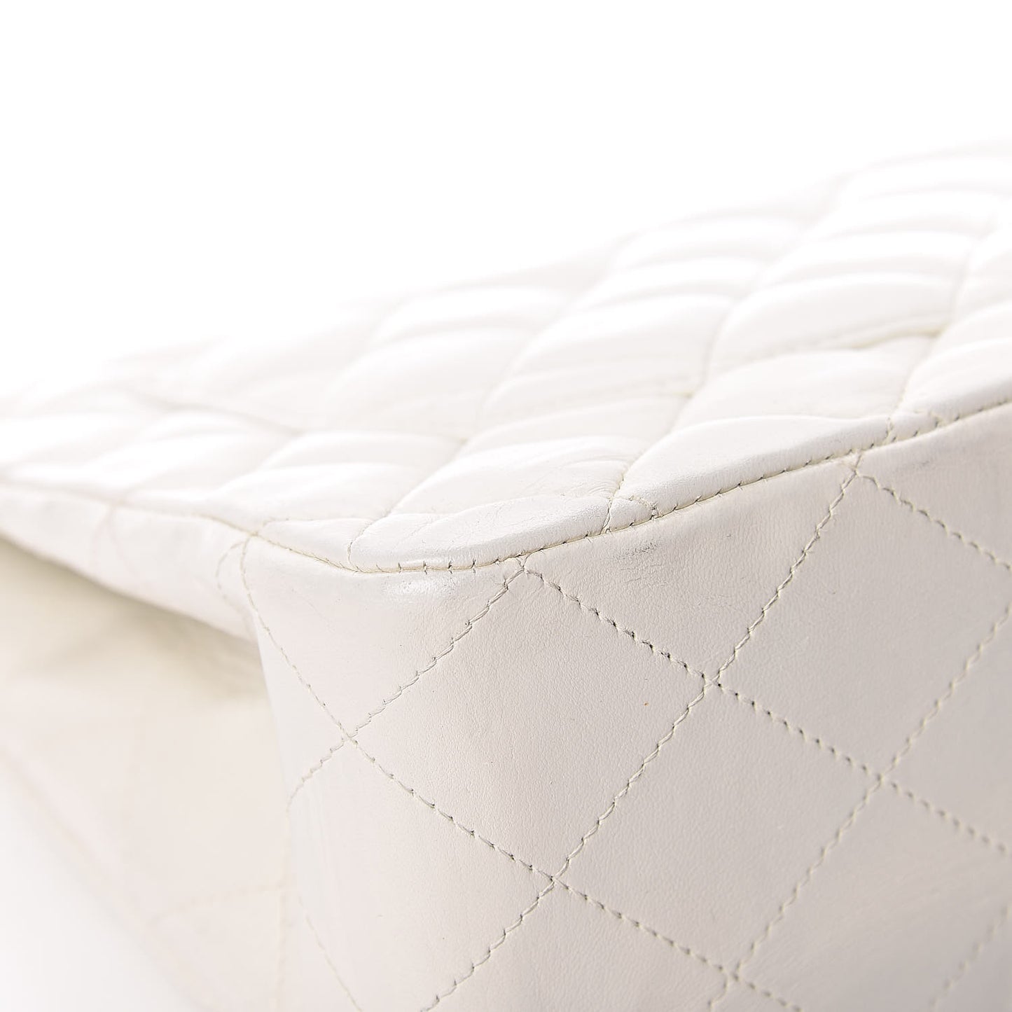 Lambskin Quilted Jumbo Single Flap White