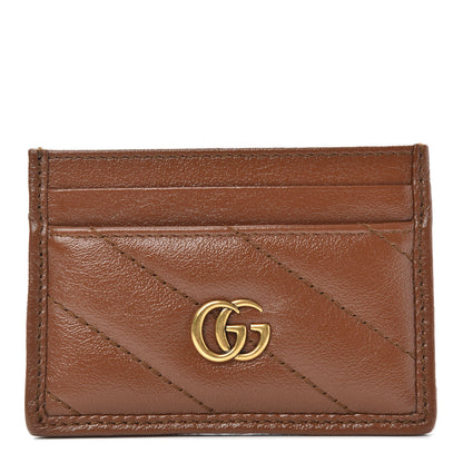 Gucci Azalea Calfskin Matelasse Diagonal GG Marmont Card Holder Cuir 1 of 7