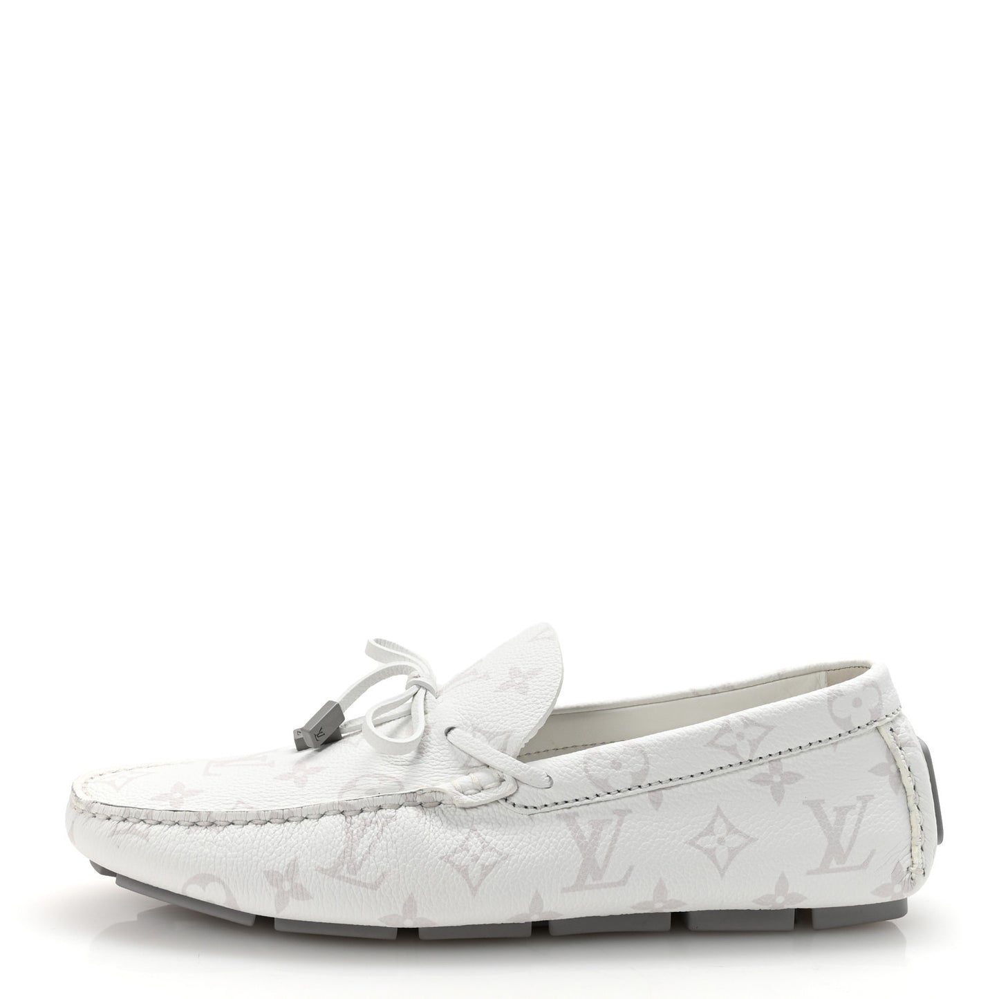 Monogram LV Driver Moccasin Loafers 7.5 White