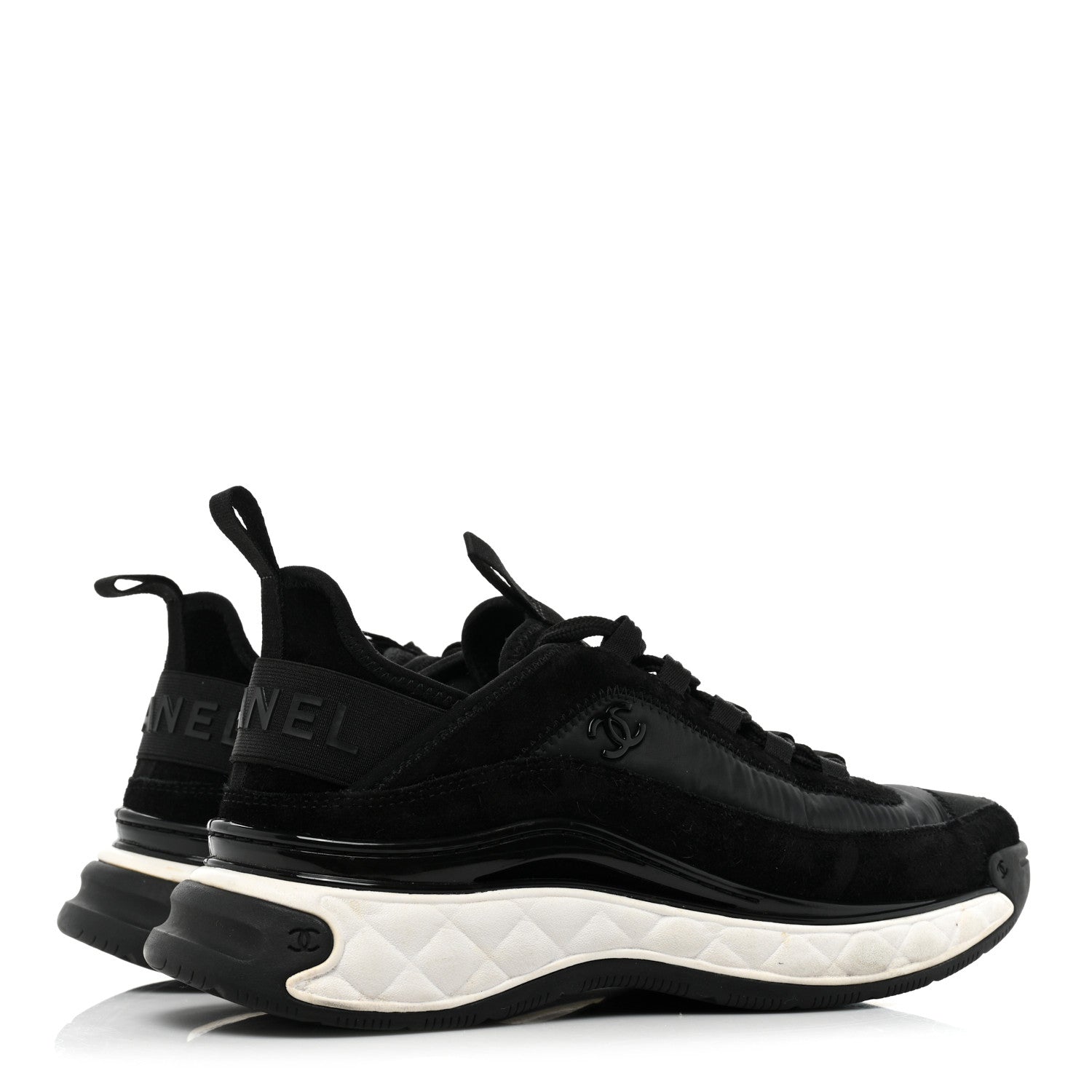Chanel Velvet Calfskin Mixed Fibers CC Sneakers 40 Black 5 of 11