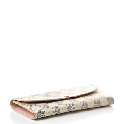 Louis Vuitton Damier Azur Emilie Wallet Rose Ballerine 4 of 14