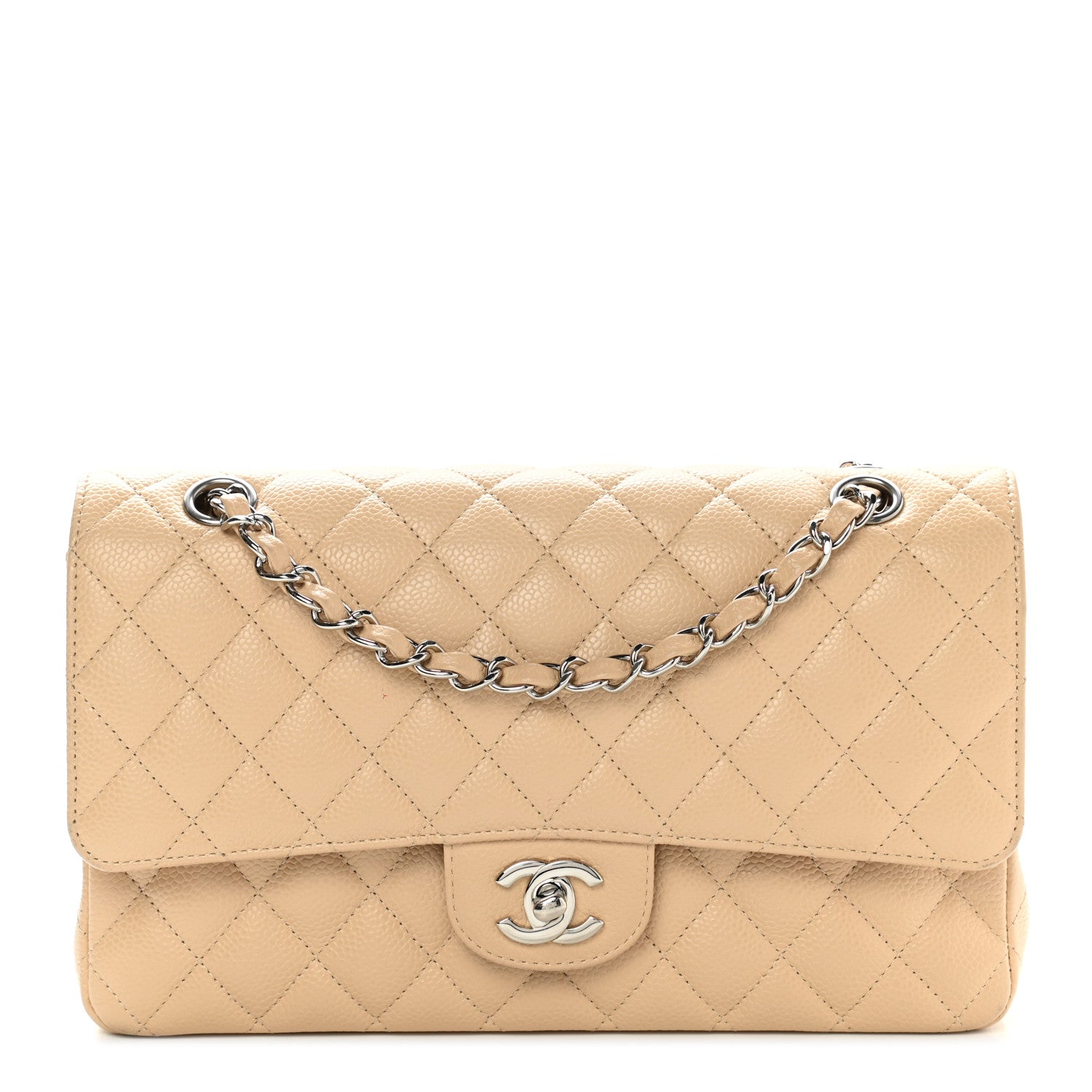 Chanel Caviar Quilted Medium Double Flap Light Beige 1 of 13
