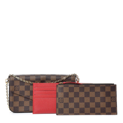 Louis Vuitton Damier Ebene Pochette Felicie Chain Wallet 3 of 14
