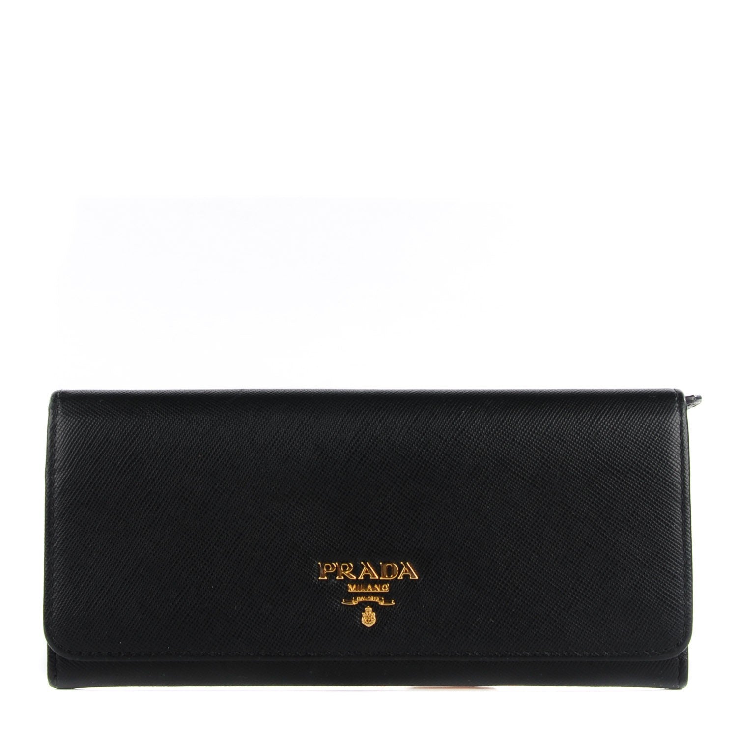 Prada Saffiano Metal Continental Flap Wallet Nero Black 1 of 9