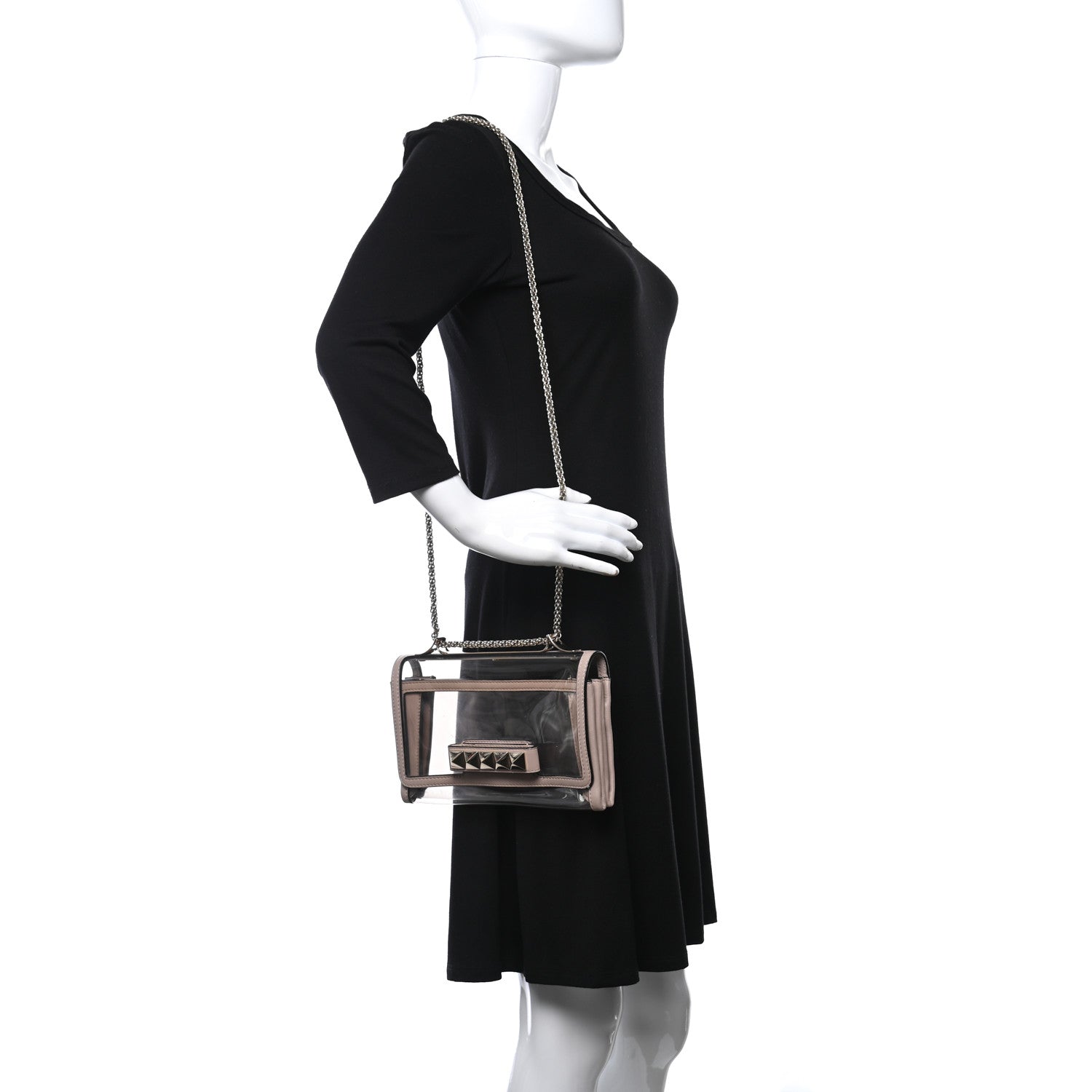 Valentino Garavani PVC Nappa Naked Va Va Voom Shoulder Bag Poudre 2 of 13
