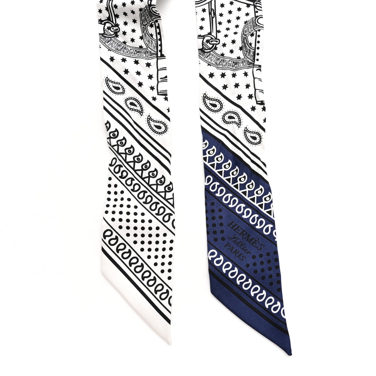 Silk Eperon D'Or Bandana Twilly White Marine