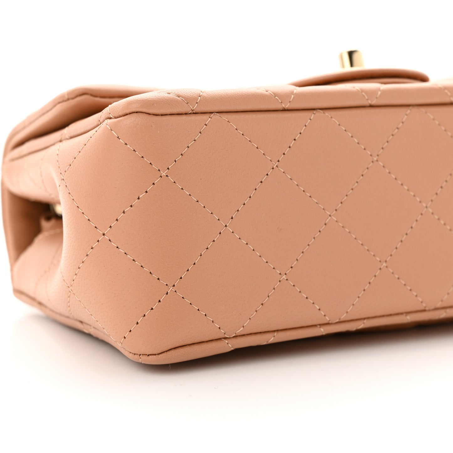 Lambskin Quilted Mini Rectangular Flap Brown