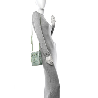 Prada Satin Crystal Metal Triangle Logo Small Double Handle Crossbody Tote Acqua 2 of 11
