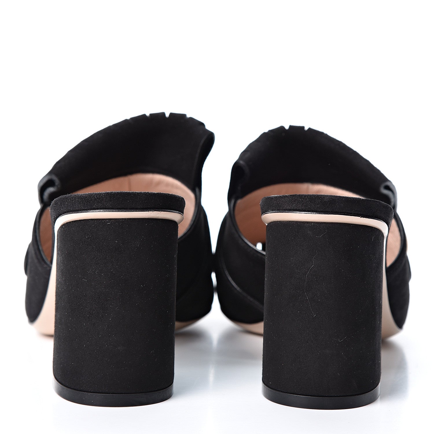 Gucci Kid Scamosciato GG Marmont Fringe 75mm Slide Sandals 37.5 Black 5 of 9